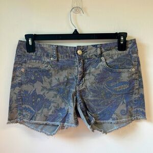 American Eagle Outfitters Blue Paisley Jean Shorts
